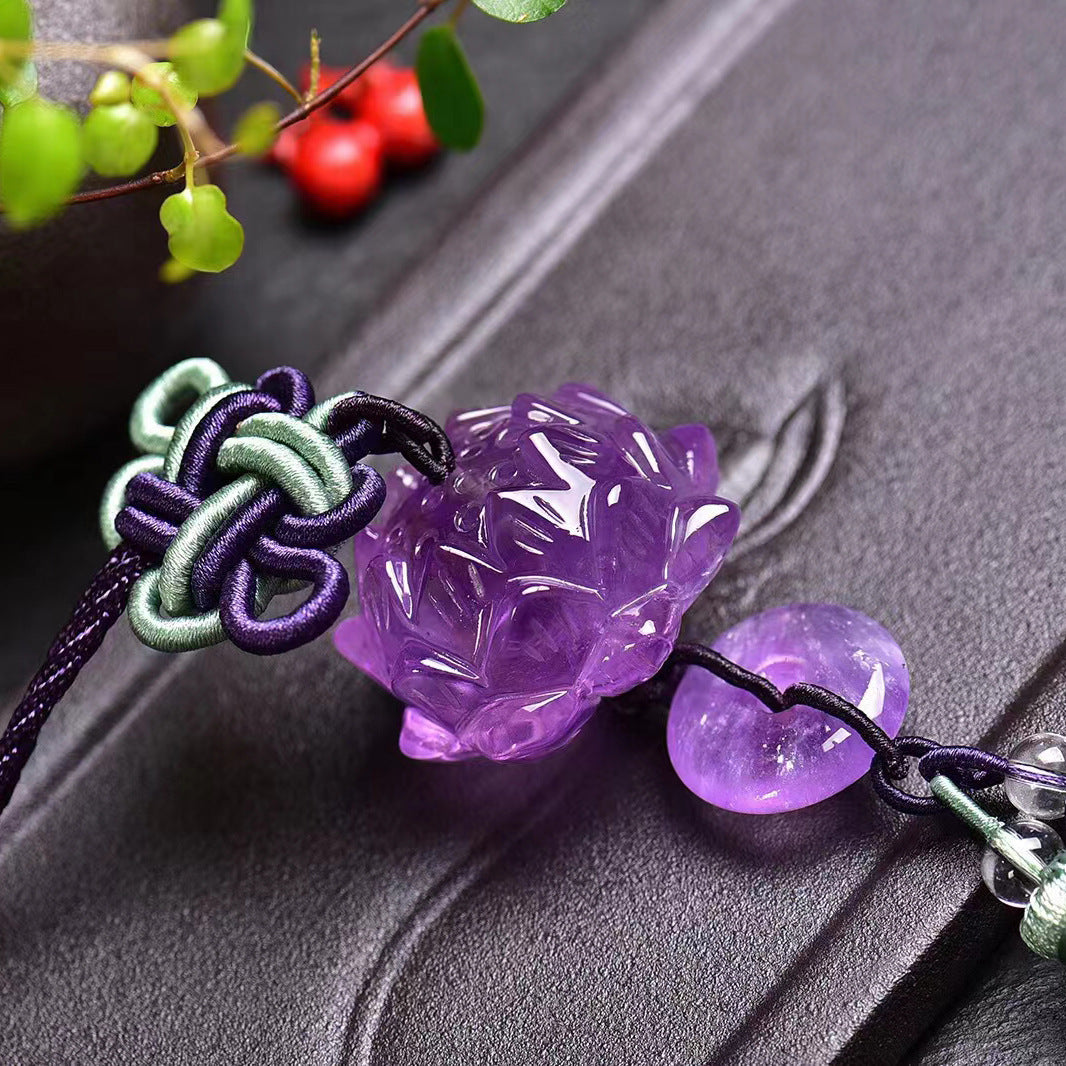 Crystal Lotus Gourd Pendant - Handmade Tassel Home Décor 42mm