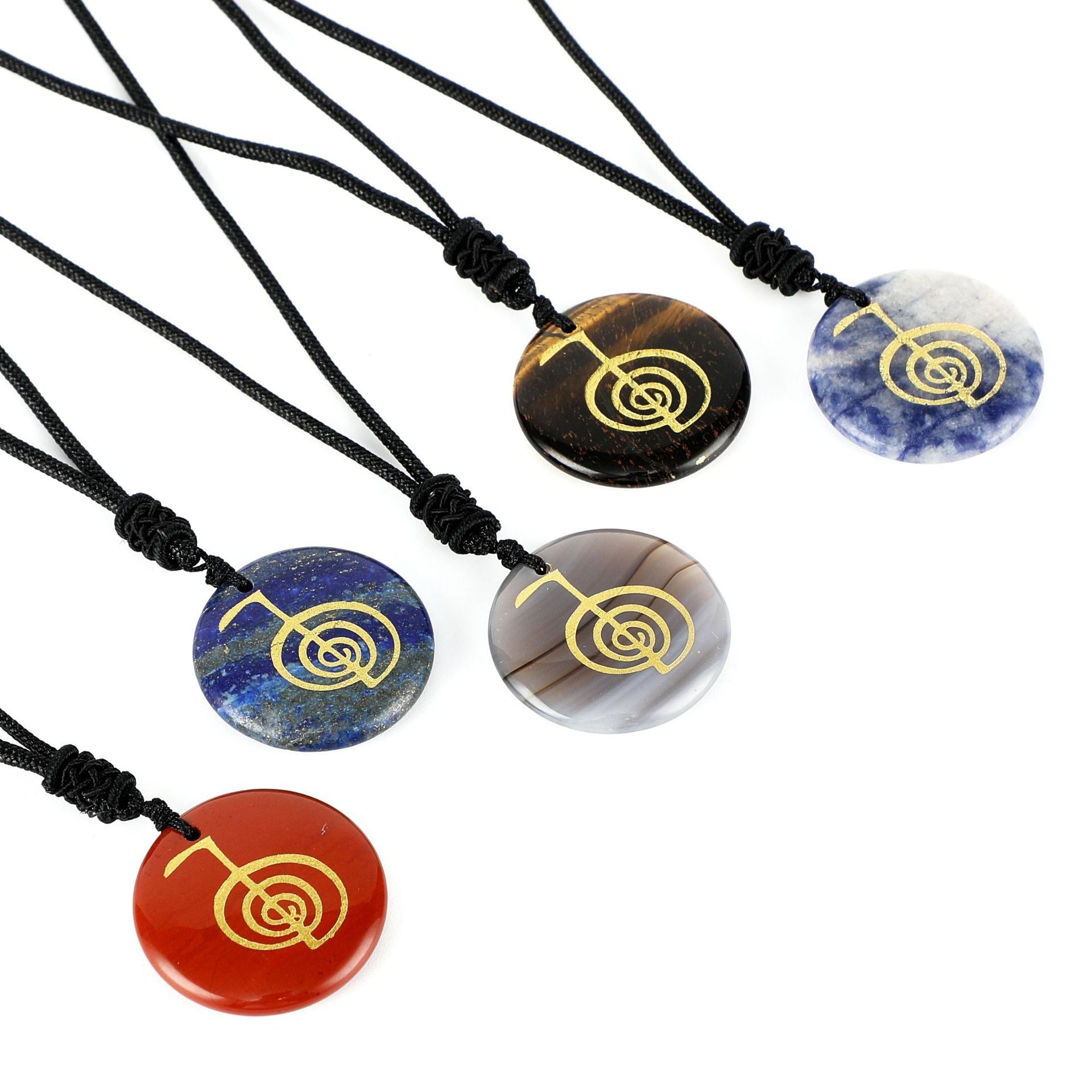 Natural Crystal Agate Spiral Pendant Necklace - Carved Aura Stone Jewelry