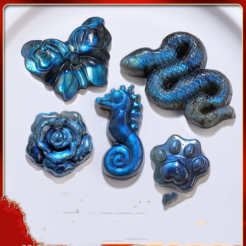 Blue Light Moonstone Specimen - Natural Labradorite Crystal Carving