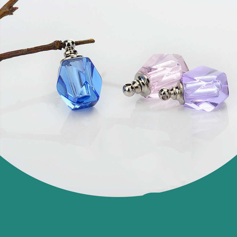 Crystal Rice Carving Glass Bottle Pendant - Essential Oil Necklace Jewelry