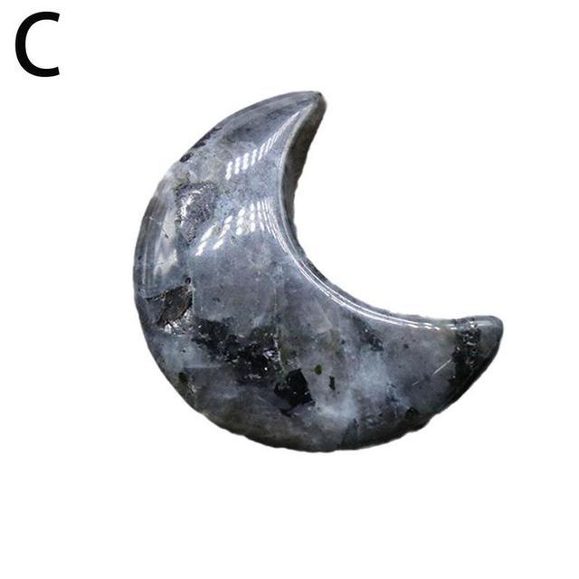 Moon Crystal Carving 30mm - Agate Jade Celestial Jewelry Ornament