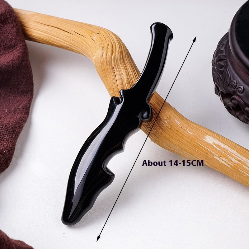 Obsidian Dagger Carving - Polished Black Crystal Stone Knife Decoration