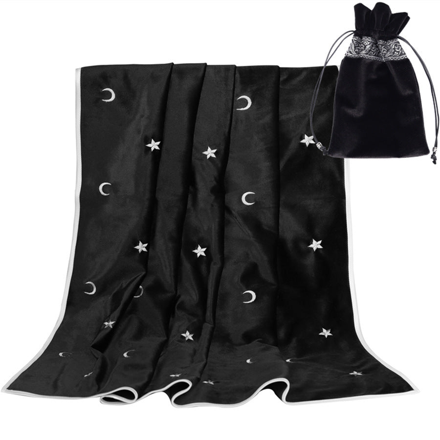 Star Moon Embroidered Tarot Tablecloth - Large 80cm Altar Cloth