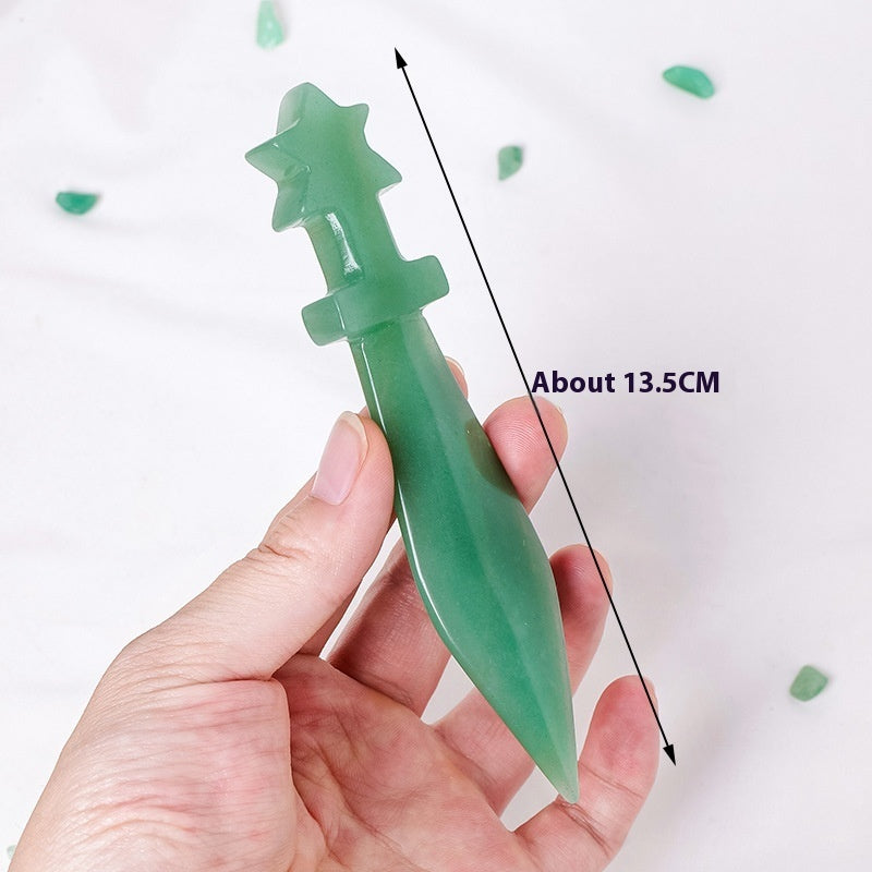 Natural Crystal Dagger Carving - Semi-Precious Stone Knife Decoration