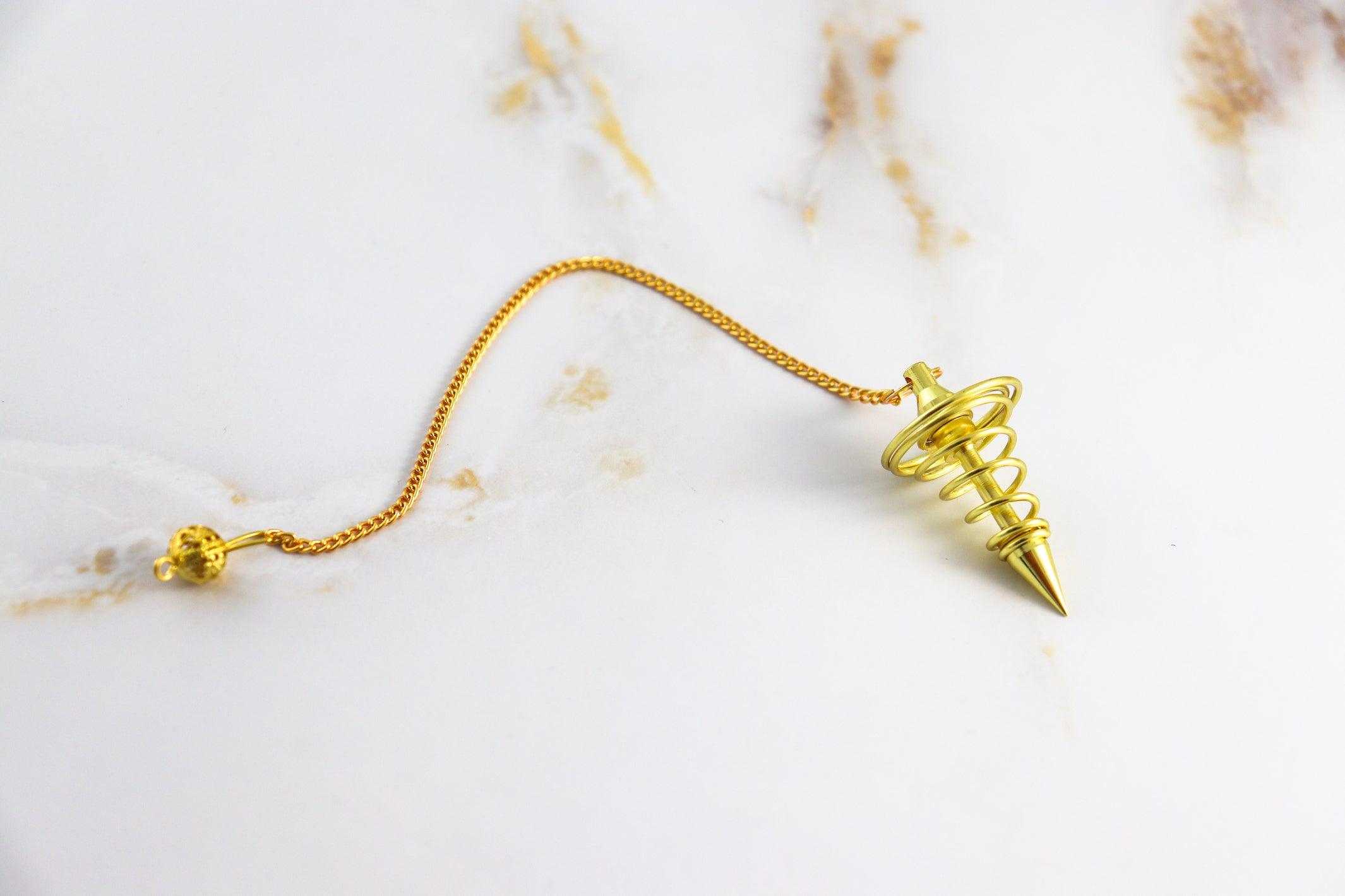 ✨ Spiral Pendulum Golden Brass - Lightweight Divination Dowsing Tool 🌀